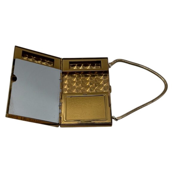 MCM Mother of Pearl Maudiere Compact Gold Tone Metal Rectangle 5.5 inch w Comb - Picture 13 of 16